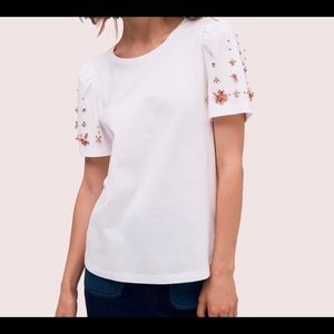NEW Kate Spade White SS Tee with embellishment